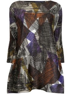 Pleats Please Issey Miyake расклешенная блузка с абстрактным узором