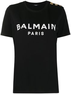 Balmain футболка с логотипом и пуговицами