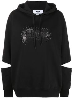 MSGM худи на молнии с логотипом и стразами