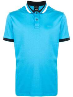 BOSS рубашка поло с короткими рукавами и вышитым логотипом