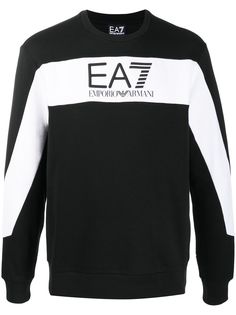 Ea7 Emporio Armani толстовка с контрастной вставкой и тисненым логотипом