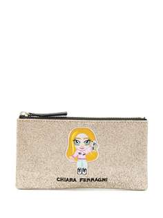 Chiara Ferragni клатч с вышитым логотипом и блестками