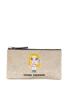 Chiara Ferragni клатч с вышитым логотипом и блестками