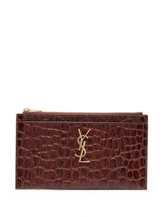 Saint Laurent клатч с монограммой и тиснением под крокодила