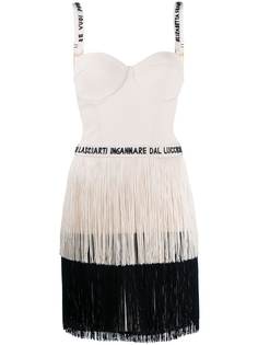 Elisabetta Franchi платье мини с бахромой и логотипом