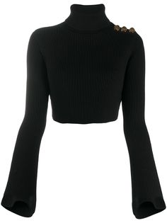 Elisabetta Franchi укороченный топ с высоким воротником и рукавами колокол