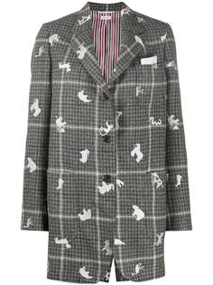Thom Browne твидовый пиджак оверсайз с вышивкой
