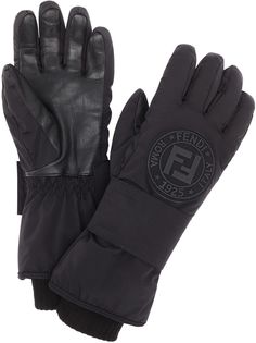 Fendi зимние перчатки с нашивкой-логотипом