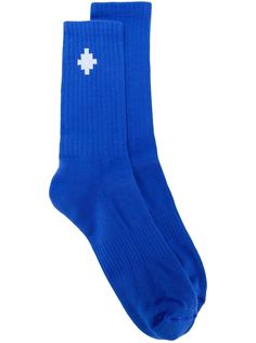 Marcelo Burlon County of Milan CROSS SIDEWAY MIDHIGH SOCKS BLUE WHITE