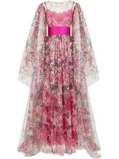 Dolce & Gabbana camelia-print lame lace evening dress