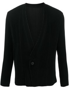Homme Plissé Issey Miyake жакет в рубчик с V-образным вырезом