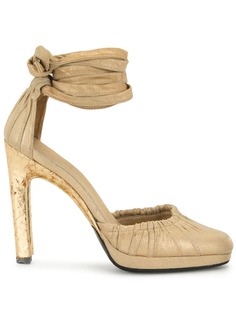 Gucci Pre-Owned босоножки с эффектом металлик и завязками