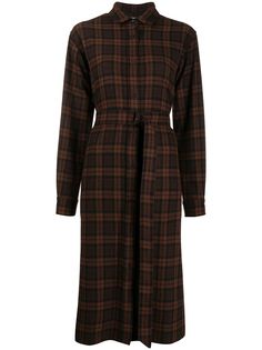 Kenzo платье в клетку с длинными рукавами и поясом