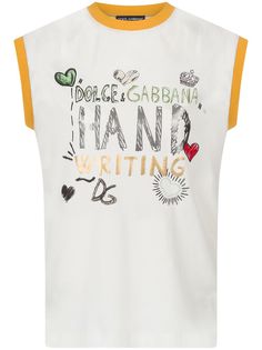 Dolce & Gabbana футболка с графичным принтом и рукавами кап