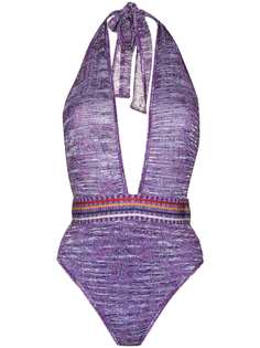 Missoni metallic detail halterneck swimsuit