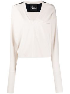 8pm топ с V-образным вырезом и контрастным вставками