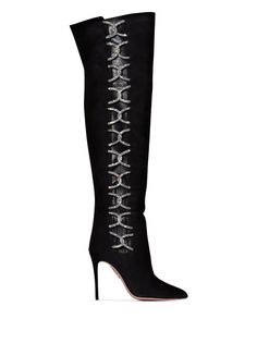 Aquazzura Belle De Nuit 105mm crystal-embellished boots