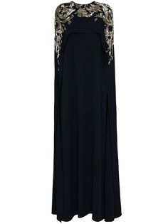 Oscar de la Renta Crystal embellished cape-effect gown