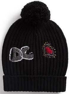 Dolce & Gabbana шапка бини в рубчик с нашивкой-логотипом