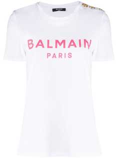 Balmain футболка с логотипом и пуговицами