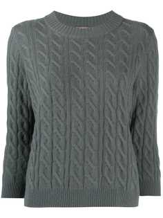 N.Peal round neck cable cashmere sweater
