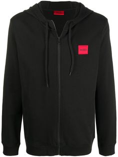 HUGO logo-patch zipped hoodie