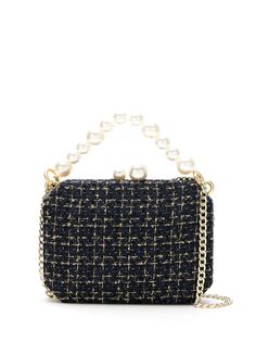 Isla tweed clutch bag with pearls