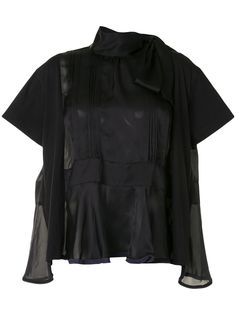 Sacai pleat-detailing short-sleeve blouse