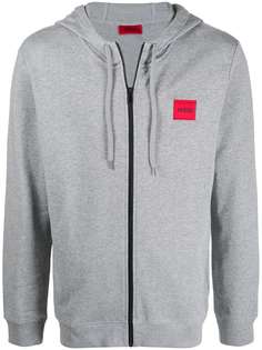HUGO logo-patch zipped hoodie