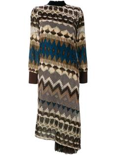 Sacai long-sleeve asymmetric knitted dress