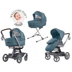 Коляска Inglesina Quad System 4 в 1 на шасси Quad Titanium Black Coffee Ascott Green, бирюзовый