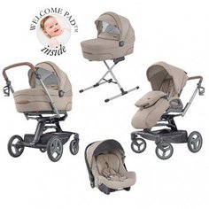 Коляска Inglesina Quad System 4 в 1 на шасси Quad Titanium Black Cognac Rodeo Sand, бежевый