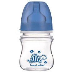 Canpol Babies Бутылочка антиколиковая с широким горлом 120 мл Яркие зверушки с 3 мес., синий