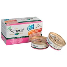 Корм для кошек Schesir с курицей, с ветчиной 6шт. х 50 г (кусочки в желе)