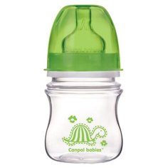 Canpol Babies Бутылочка антиколиковая с широким горлом 120 мл Яркие зверушки с 3 мес., зеленый