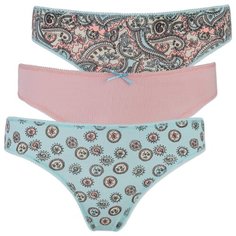 Magic lady Набор трусов слипы классической посадки, 3 шт., размер 46, бирюзовый/персиковый