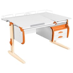 Стол ДЭМИ White-Double СУТ-25-04 120x82 см белый/оранжевый/бежевый