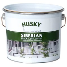 Краска алкидная HUSKY для дерева на льняном масле полуматовая белый 9 л