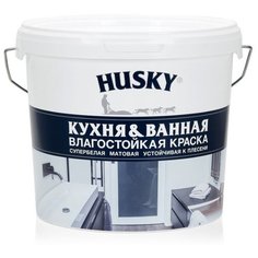 Краска акриловая HUSKY для кухонь и ванных комнат влагостойкая матовая белый 5 л