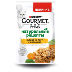 Корм для кошек Gourmet Натуральные рецепты с курицей и с морковью 26шт. х 75 г