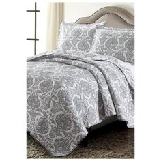 Покрывало DeNASTIA Жаккардовое трехслойное (орнамент 2), 260 x 240 см, серый