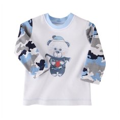 Лонгслив Наша мама размер 92, белый/голубой