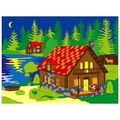 Рыжий кот Картина по номерам "Домик в ночном лесу" 30х40 см (ХК-0409)