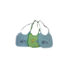 Kidboo Набор нагрудников с вышивкой (3 шт), 3 шт., расцветка: машинка цыпленок/зеленый/голубой