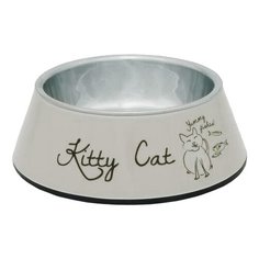 Миска Beeztees Kitty 2-в-1 для кошек 160 мл серый