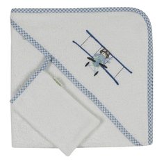 Kidboo Комплект полотенце-уголок и варежка Little pilot банное 75х75 см белый