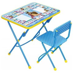 Комплект Nika стол + стул Маша и Медведь c азбукой №2 (КУ1/2) 60x45 см голубой