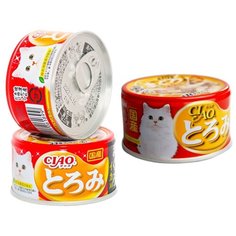 Корм для кошек CIAO Кальмар с мраморной вырезкой японского тунца-бонито и парным филе курицы (0.08 кг) 3 шт.