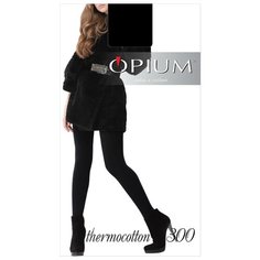 Колготки Opium Thermocotton 300 den, размер 2, nero (черный)