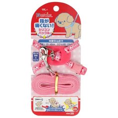 Шлейка с поводком Japan Premium Pet С защитным механизмом от перекручивания SS слоны на розовом